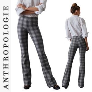 NWOT Anthropologie Maeve Black/White Plaid Bootcut Stretch Pants xs
